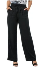 G by Giuliana Women's Woven Tencel Wide-Leg Pant Black Wash