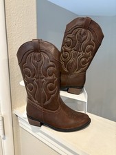 Cat Jack Western Boots Montana Little Girls Sz 13 Cowgirl Zipper Brown NEW
