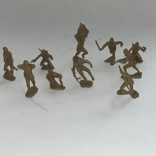 10 Vintage Japanese WWII Louis Marx 2.5" Plastic Soldiers 1963 All Marked -set#1