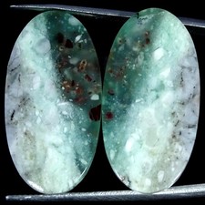 27.00Cts Natural Best Aqua Chalcedony Pair Oval Cabochon Gemstone 15X29X3MM