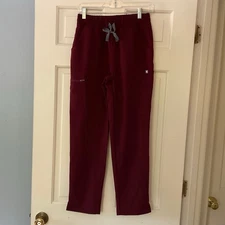 FIGS Yola Skinny Scrub Pants High Waisted Burgundy Red Size XSP Petite NWT
