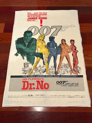 DR NO JAMES BOND 007 ON LINEN MOVIE POSTER SEAN CONNERY 1962
