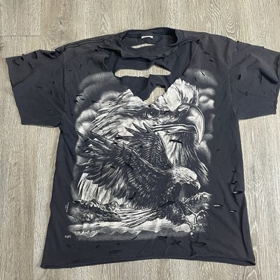 Vtg 90s  Dream Eagle Mountain Double Side T-shirt Faded Nature Distressed Ripped