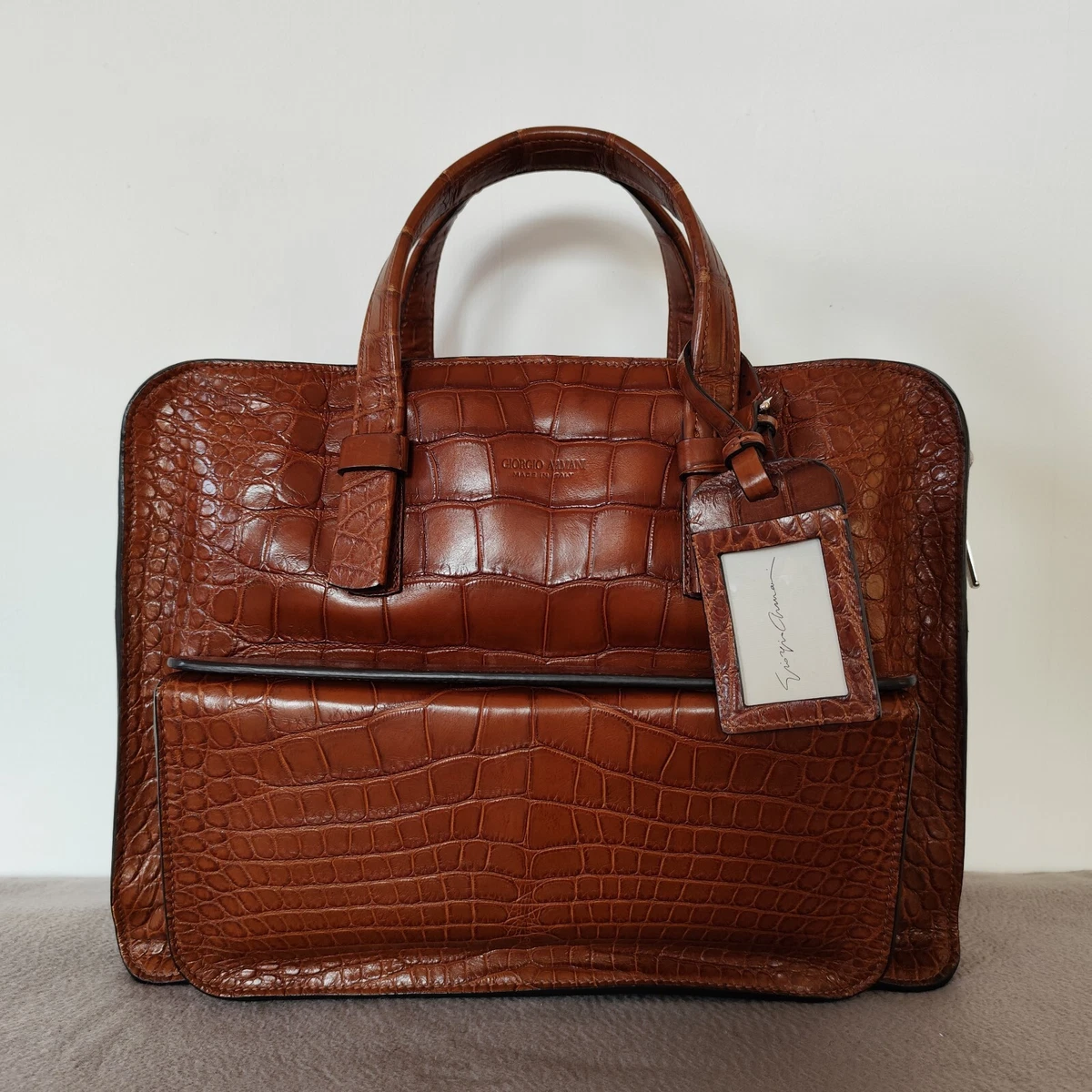 ✨希少✨ Giorgio Armani レザー ビジネスバッグ ブラウン Giorgio Armani Briefcase/Attache Bags for Men for sale | eBay