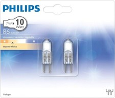 Philips 7w (10w), 86 Lumen, Dimmable, Warm White, Halogen G4 Capsule Bulbs (2x)