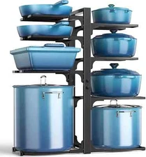 Pots and Pans Organizer Under Cabinet 8 Tier Rack Storage Adjustable 21" OpenBox