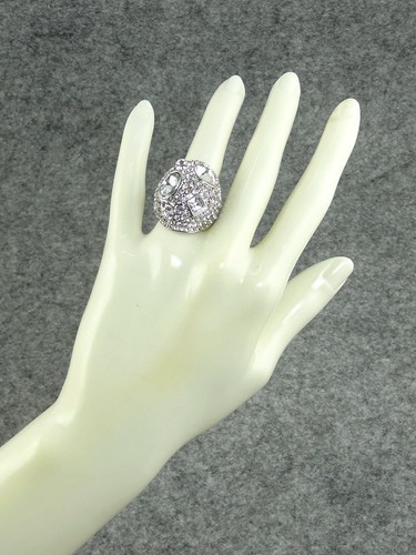 Pave Dome Cocktail Clubing Ring made with Swarovski Crystal - Picture 4 of 4