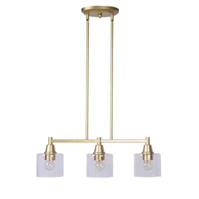 HAMPTON BAY Oron 3-Light Gold Linear Island Pendant Hanging Light, Kitchen Light