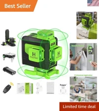 Huepar 16-Line 360-Degree Green Laser Level with Remote Control for Precision