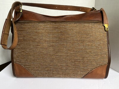 Vintage Hartmann Brown Tweed Leather Overnight Carry On Travel Shoulder Weekend