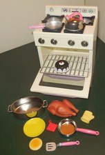 KITCHEN LITTLES BARBIE TYCO MATTEL SIZZLE LIGHT SOUND OVEN COOKING STOVE SET LOT