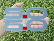 5.0 Emblem Badges Set of (2) Racing Aggressive Gray With Red Dot Fender Badges