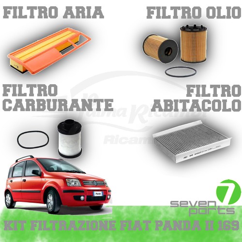 Kit Tagliando Fiat Panda II 1.3 MJT 55KW 75CV (2006-2013) – 4 Filtri + 3 Litri Olio 5W30 Long Life
