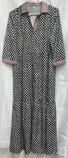 Boho Peasant Maxi Dress Made W/ Love Button Front Black Red NWT Ladies Small