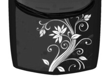 Leafy Flower Vines Grayscale Truck Hood Blue Wrap Vinyl Graphic Car Decal