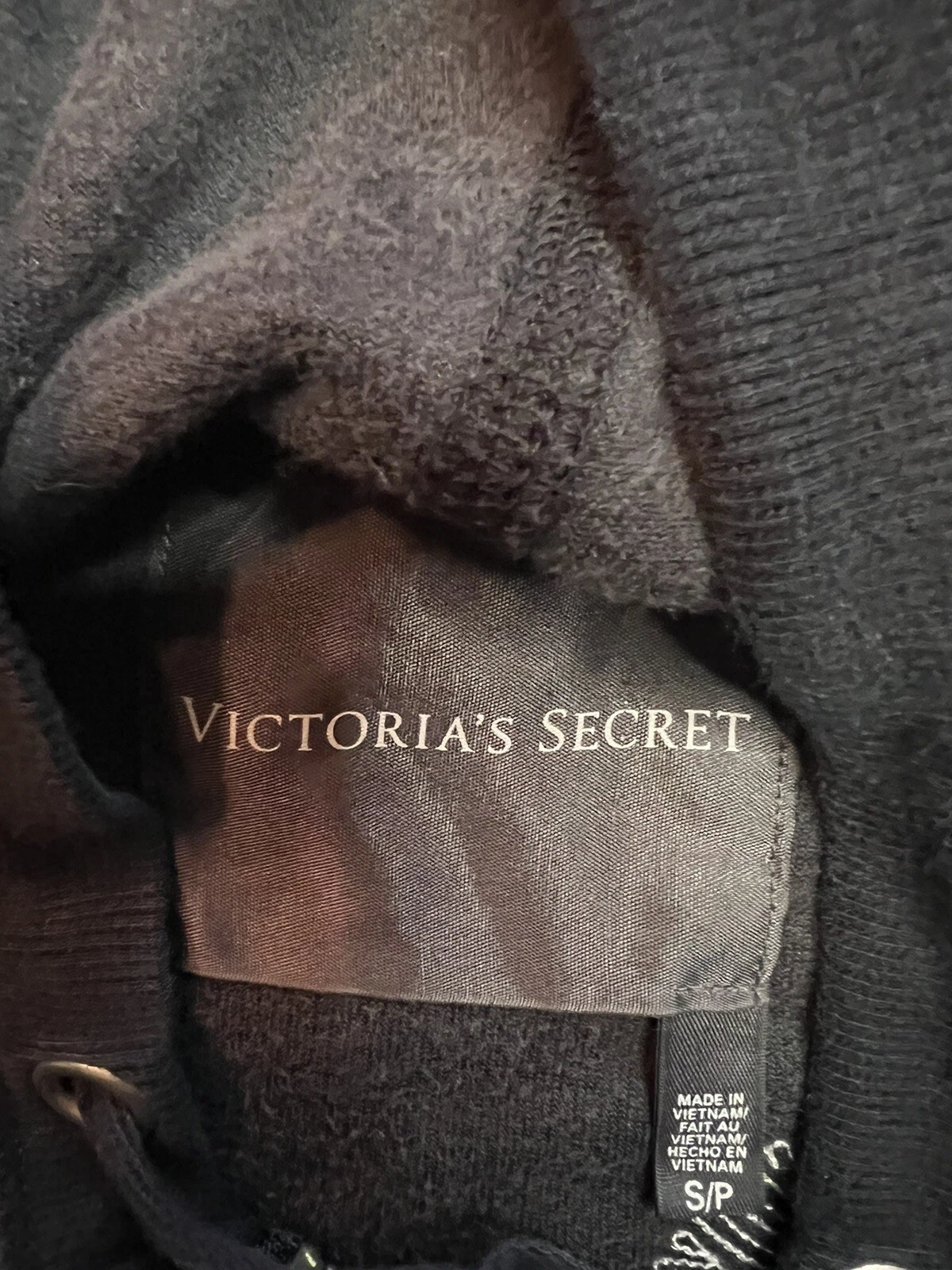 UNDERCOVER Felpa con cappuccio Victoria's Secret cerniera piccola paillettes nera ali angelo velluto LEGGERE Y2K