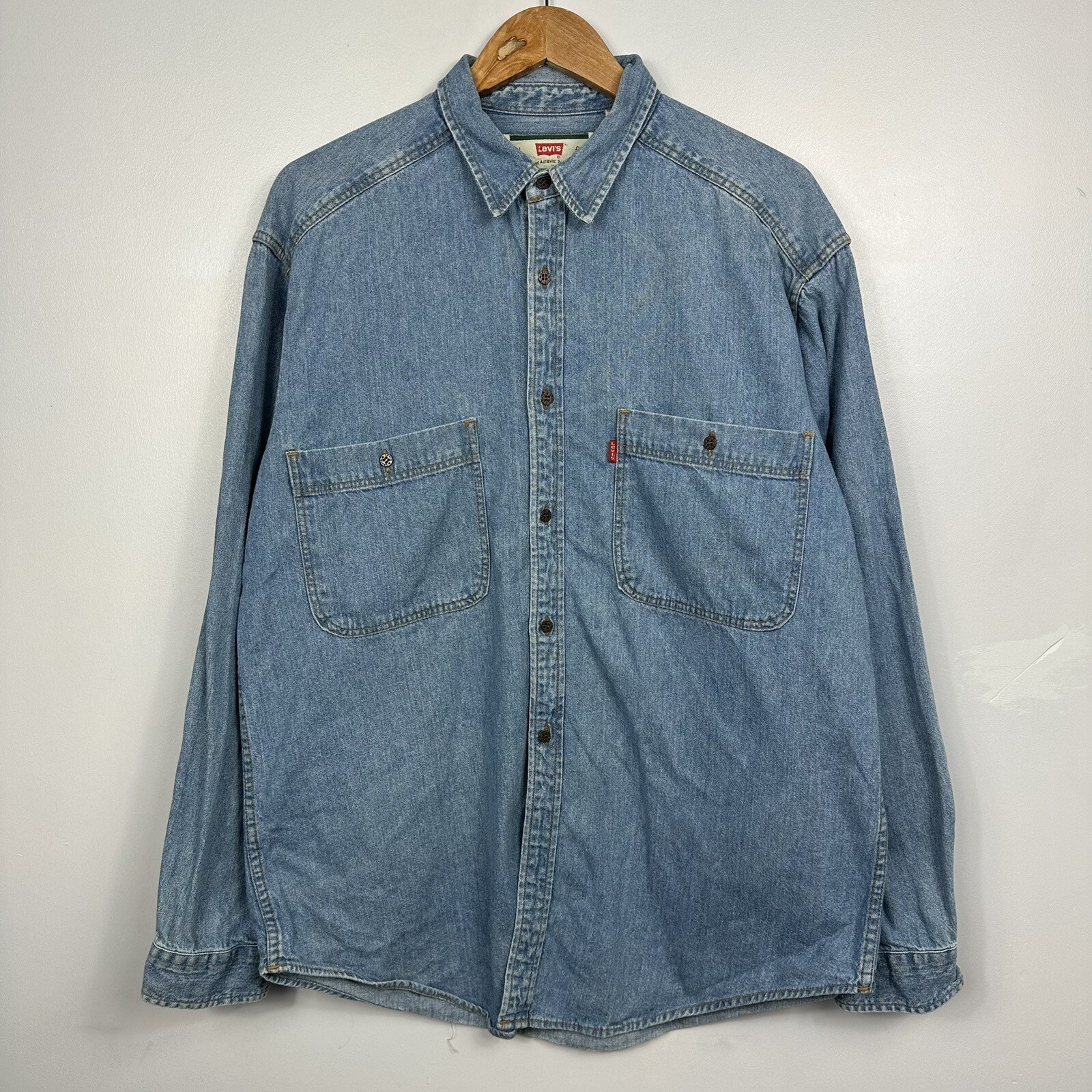 Vintage 90s Levi’s Denim Overshirt, Chore Utility Western, Blue, Size Mens Large