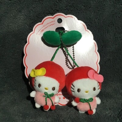 Cherry Hello Kitty Cute Brooch Pin Keychain Plush Doll Clothes Backpack Badge
