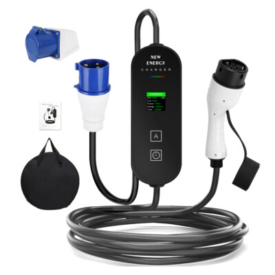 EV Ladegerät Ladekabel 5M Starkstrom CEE 7.4 kW 8/32A Typ 2 Mobile Wallbox dé