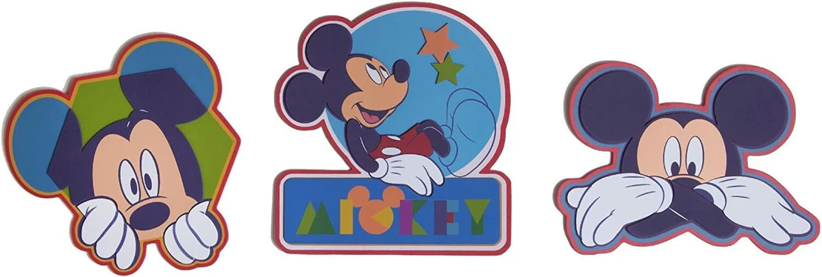 Disney Mickey Mouse 3 pegatinas grandes de espuma 3D para decoración de pared