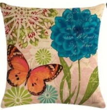 Handcrafted  European  Retro  Butterfly  Floral  17.7" Pillow Cover  2 
