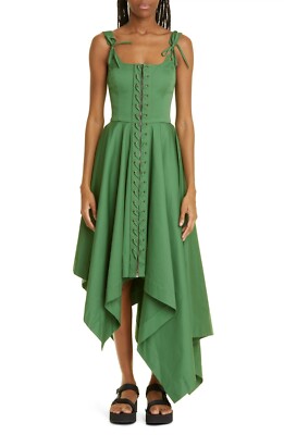 monse asymmetrical dress Eyelet Laced Midi Dress – MONSE main image 0