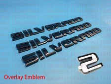 Overlay Emblem For Silverado 07-19 Door Tailgate Badge Gloss Black Letters