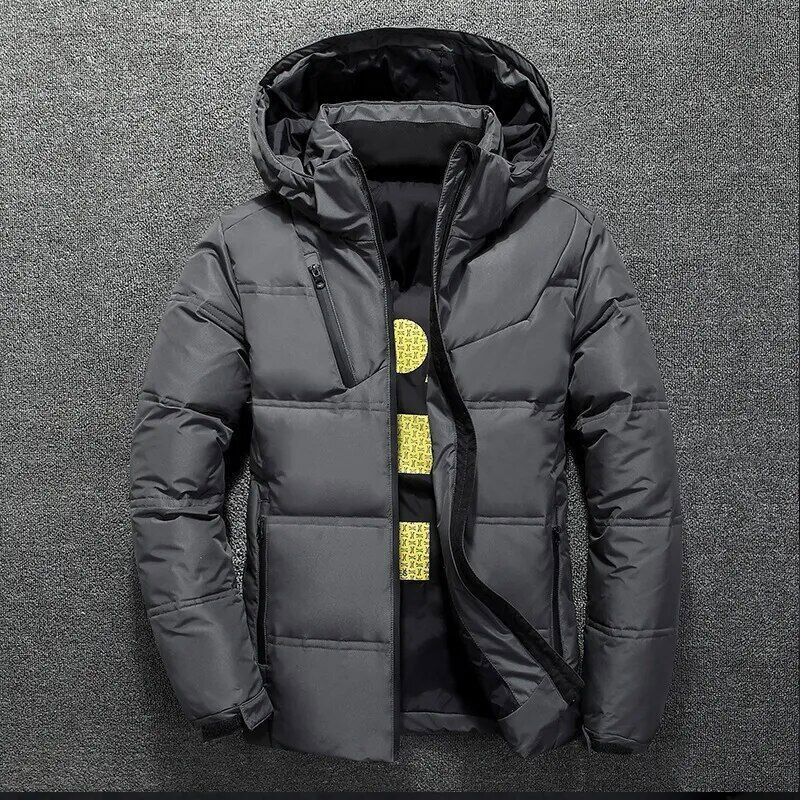 New White Duck Down Jacket Men Winter Warm Hooded Down Coats Thick Duck Parka