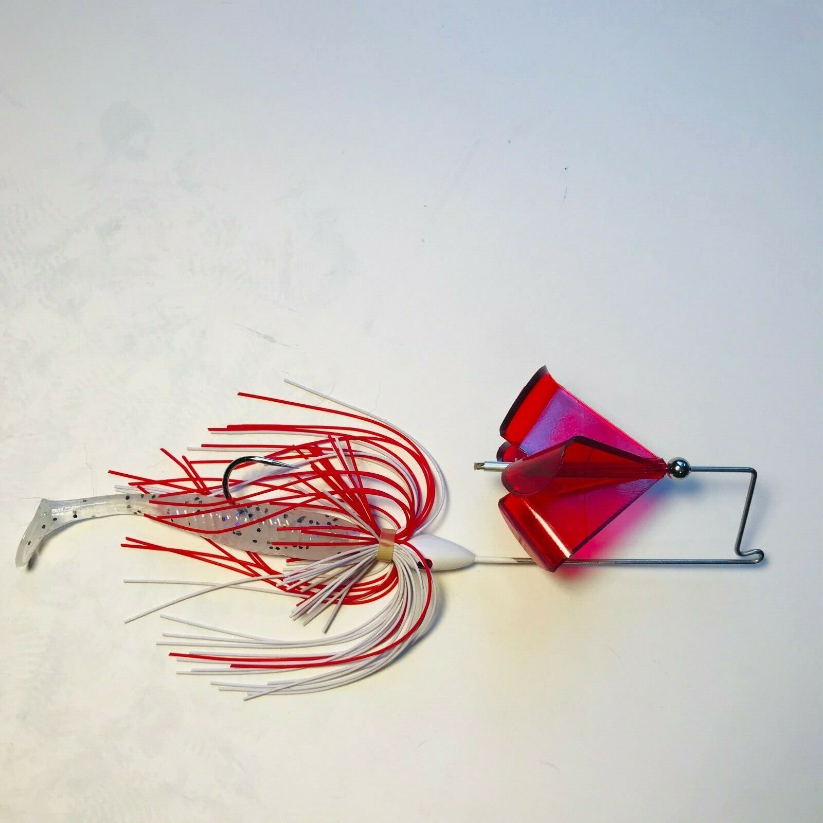 3/8 oz. Buzzbait, 1/4oz Red Quad Blade, Red/ White Skirt & Trailer eBay