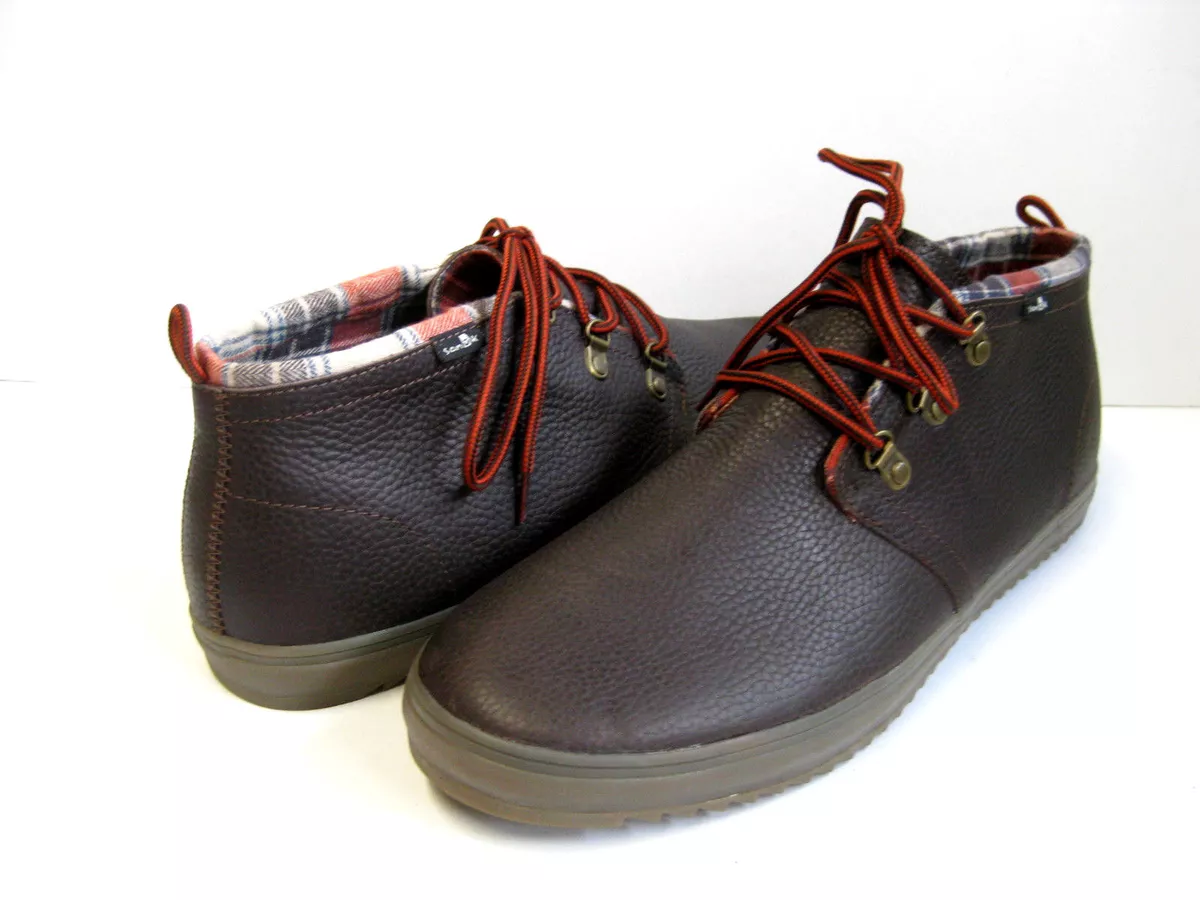 SANUK CARGO DELUXE CHUKKA MEN SHOES LEATHER BROWN US 14 UK 13 EU