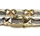 14k yellow white gold 3.84ct diamond XOXO tennis bracelet 12.6g estate 7 1/4" — photo 7