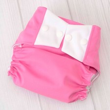 One Size Cloth Diaper Cover, Pink  White, Waterproof Baby Diaper AI2