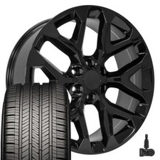 Black Snowflake 22 Wheels Goodyear Tires Tpms Fit Cadillac Gmc Chevy
