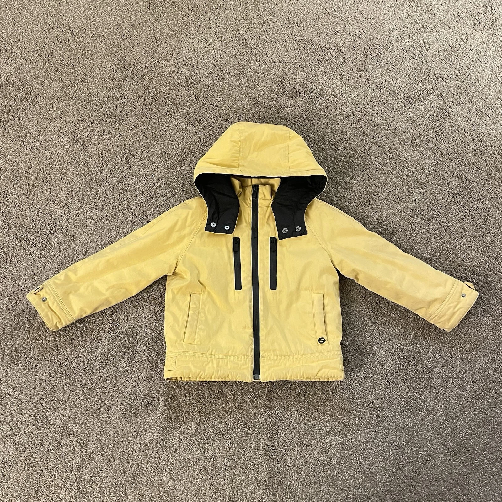 Autentica giacca Gucci gialla per bambini 4T con cappuccio rimovibile