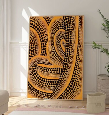 Yayoi Kusama Abstrakter Kürbis Druck, Orange Poster, Moderne Zeitgenössische Kunst