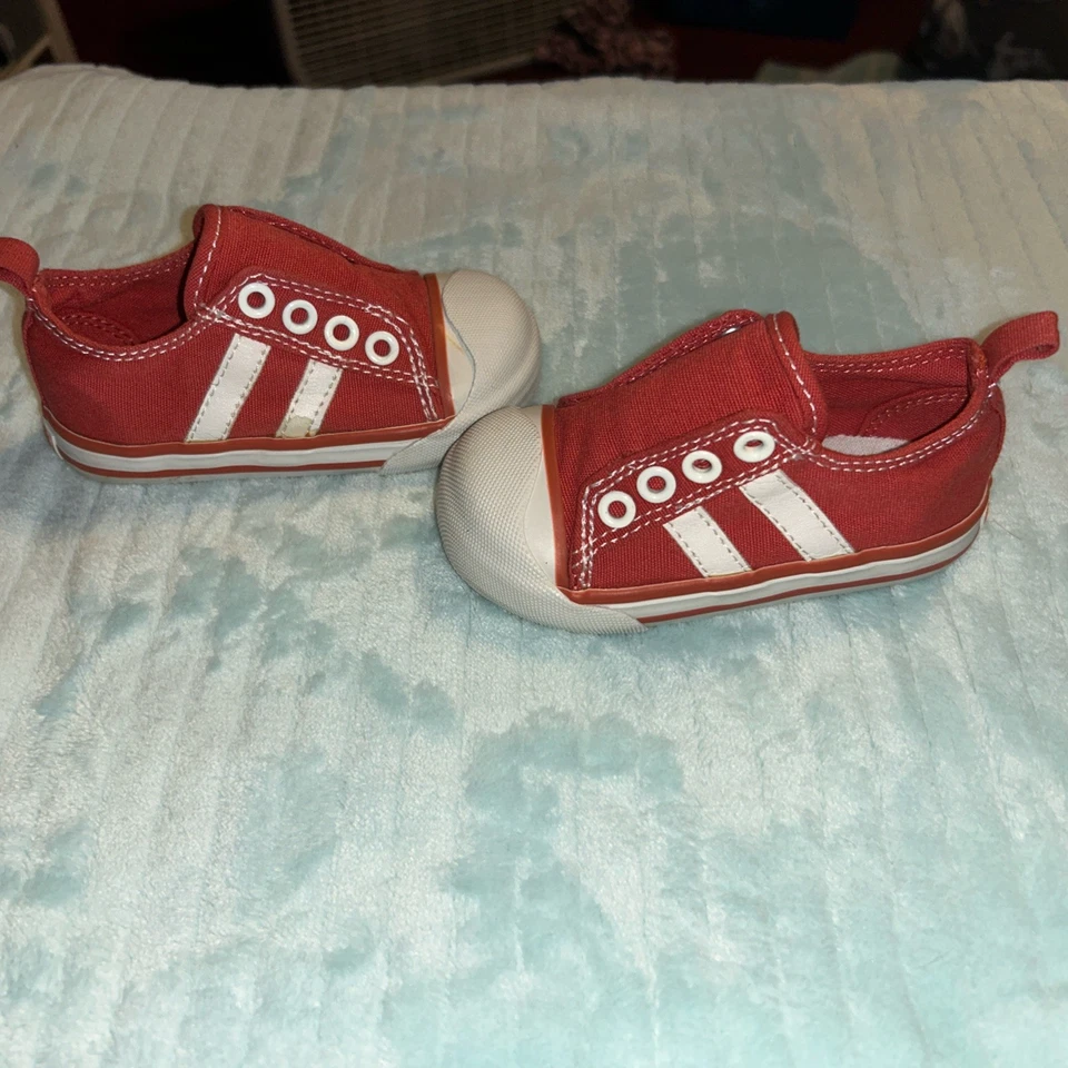 Buen estado: Zapato de lona Gymboree Camp Yosemite talla 5 bebé rojo claro blanco niño pequeño Foto 2 de 4
