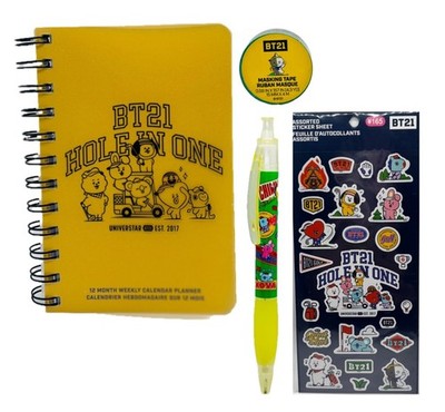 BT21 Hole in One Agenda, Pen, Sticker Sheet & Washi Roll Set NWT