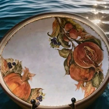 PIER1 Platter WOODLAND POMEGRANATE Made in Italy 14.5x12.25" Stylized Oval Shape