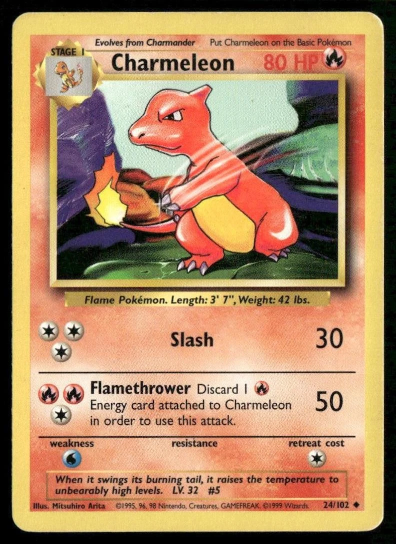 Charmeleon Pokémon TCG Uncommon Trading Card Games Base Set