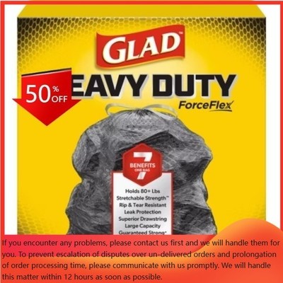 Glad ForceFlex + Large Drawstring Black Trash Bags - 30gal/68ct: Extra Strong