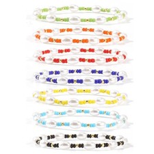 6PCS/set Pearl Colorful Beads Elastic Bracelet for Women,Dainty candy gold Bead