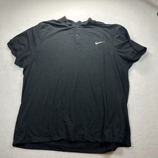 NIKE Dri-Fit Blade Collar Polo Mens XXL Short Sleeve Black sports