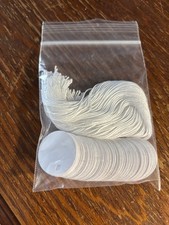 100 Price Tags - White Round card stock - 1" Unstrung c 