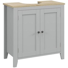 Bathroom Sink Cabinet Freestanding Cupboard with Adjustable Shelf 2 Doors Grey