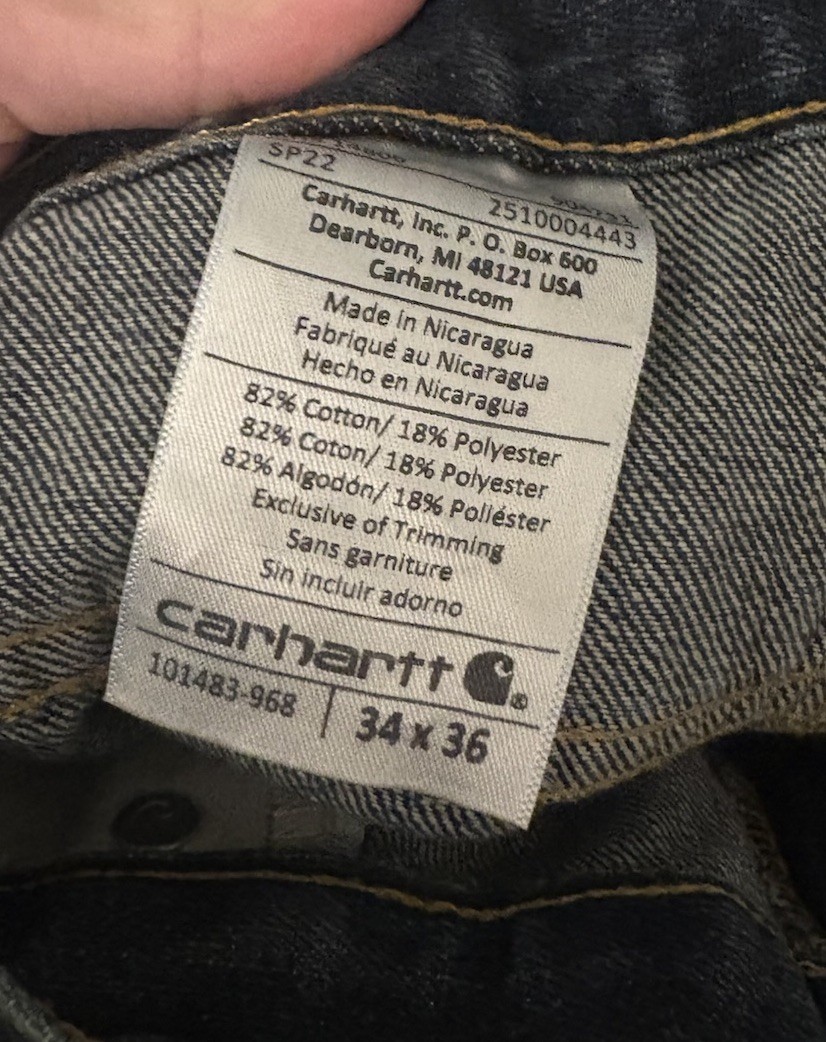 Carhartt New With Tags Men’s 34x36 Relaxed Fit Jeans Workwear Pants thumbnail 2
