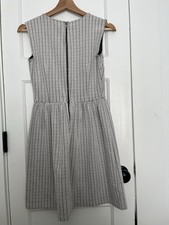 LOFT Black White Geometric Sleeveless Round Neck Mini Dress 0 Zip Work Formal