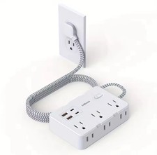 US Plug Power Strip with USB-C Braided Extension Cord