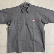 Ben Davis Men's Large Gray Cotton Poly Short Sleeve 1/4 Zip Work Shirt Pockets