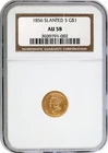 1856 Slanted 5 $1 Indian Head Princess Gold Dollar NGC AU58 About Uncirculated