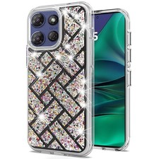 For Moto G Stylus 2026/2025 Case Dual Layer Shimmering Bling  Tempered Glass